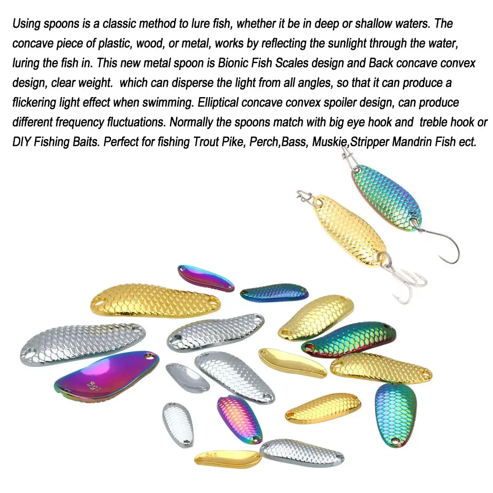 Bimoo 2,5g 3,5g 5g 7g 10g 15g pesca cuchara de Metal señuelos escamas de pescado cebo duro señuelo de pesca de mar para trucha Lucio perca lubina salmón - imagen 5