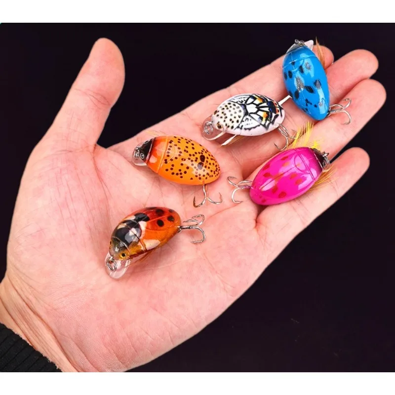 Cebo biónico flotante para pececillo, corredor de carretera, roca regordeta, escarabajo, sangre, gancho de conducto, juego de cebo de pez falso de plástico, esencial para pesca, 1/2/5 unidades - imagen 4