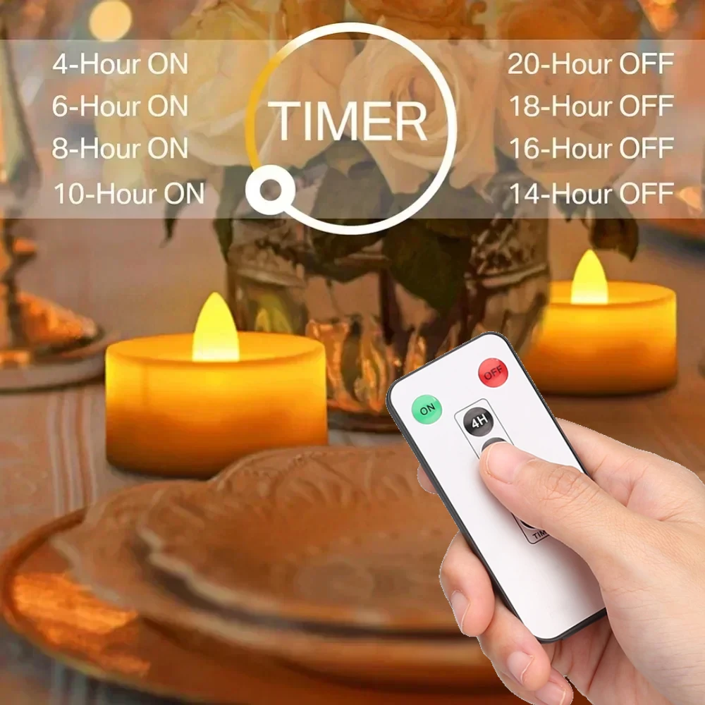 6 uds velas sin humo con Control remoto velas LED parpadeantes sin llama velas electrónicas luces de té para Navidad boda - imagen 3