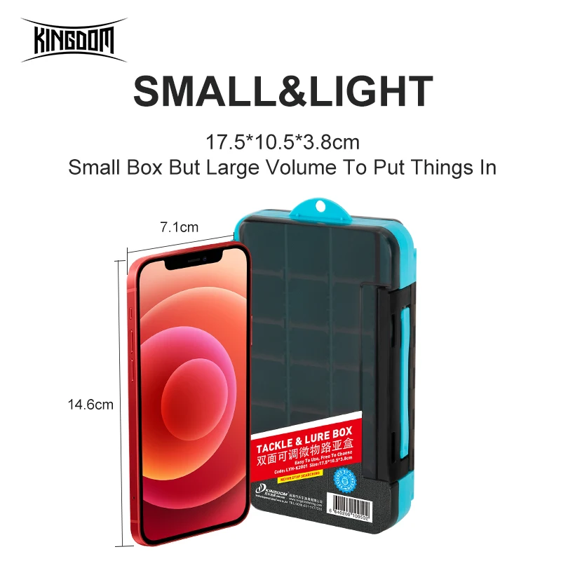 Kingdom-caja de aparejos de pesca de doble cara, múltiples compartimentos, accesorios para anzuelos, estuche de almacenamiento, caja de pesca de plástico de alta calidad - imagen 5