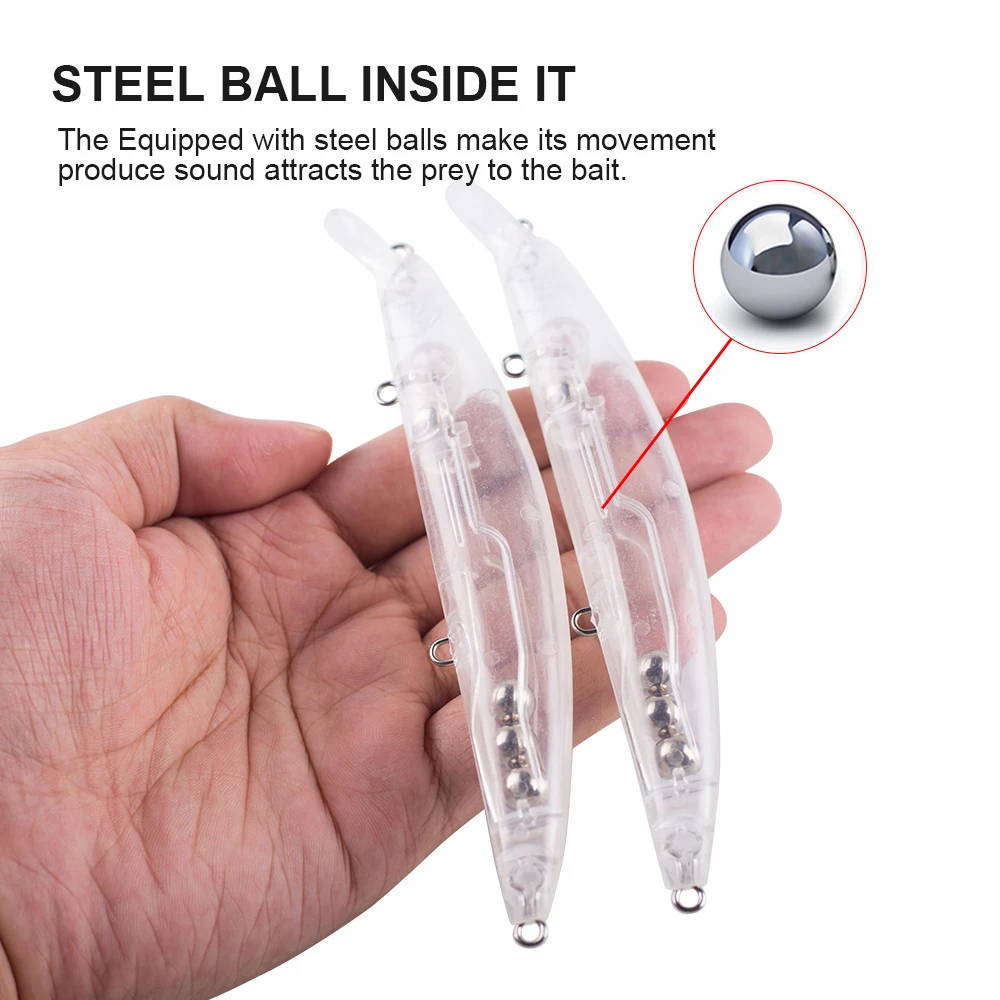 Hanlin-sonajeros Jerkbait de plástico duro sin pintar, Señuelos de Pesca de cuerpo transparente, cebos para pececillos, aparejos en blanco Wobbler, 5/10 piezas, 14,5 cm, 20g - imagen 4