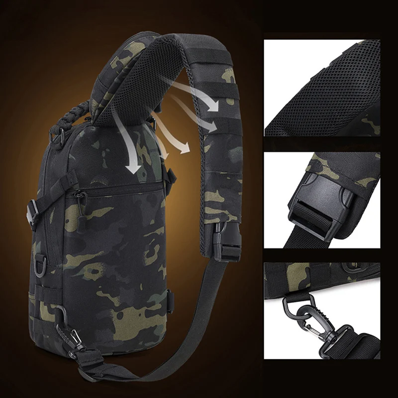 Bolsa de pecho de pesca táctica para hombre, riñonera para deportes al aire libre, Camping, senderismo, bandolera, escalada, ciclismo, bolsa EDC Rig - imagen 4