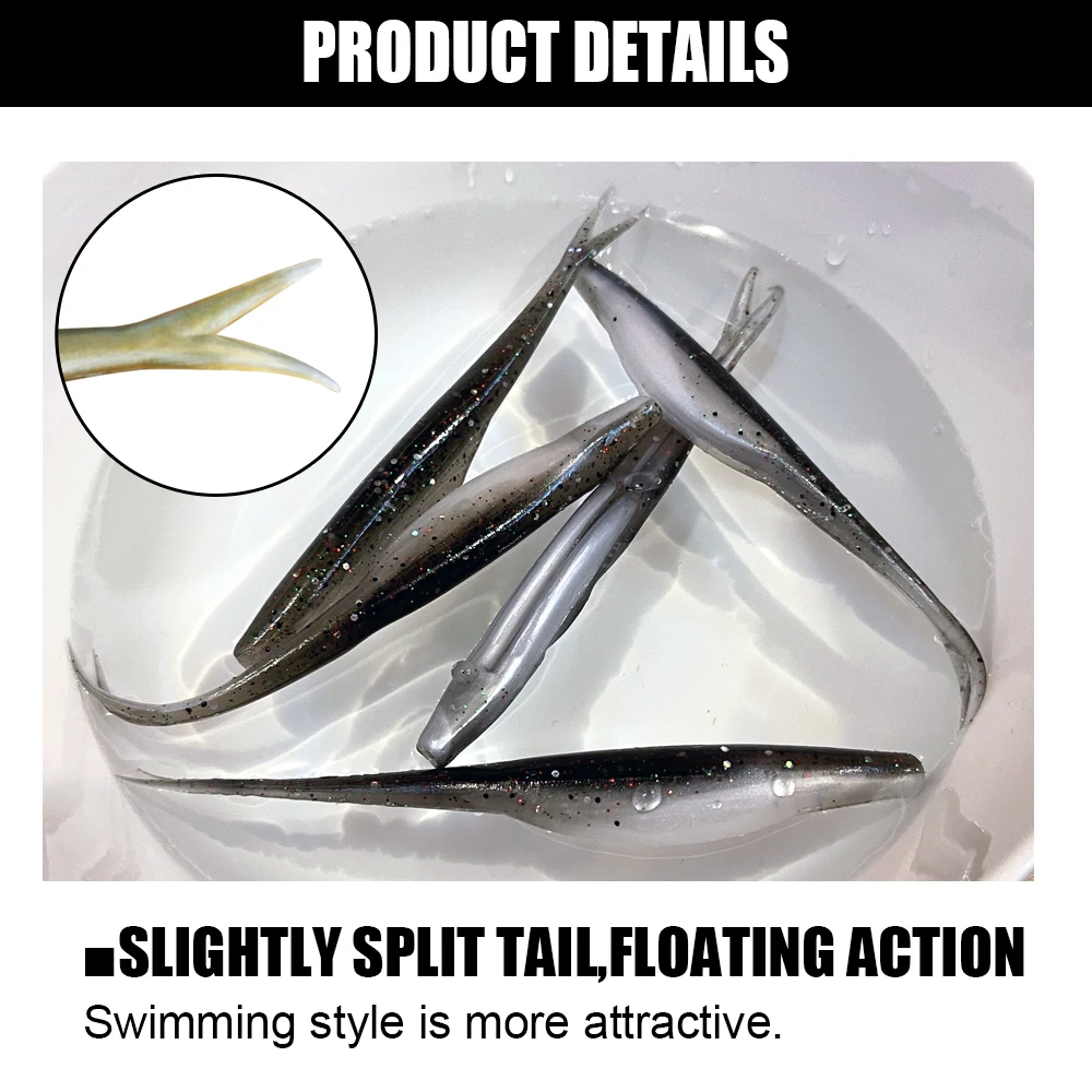 Spinpoler TPR Jerk Shad cola ligeramente bifurcada flotante Artificial de silicona Swimbait señuelo de Pesca para Zander Pike perca Bass Pesca - imagen 5
