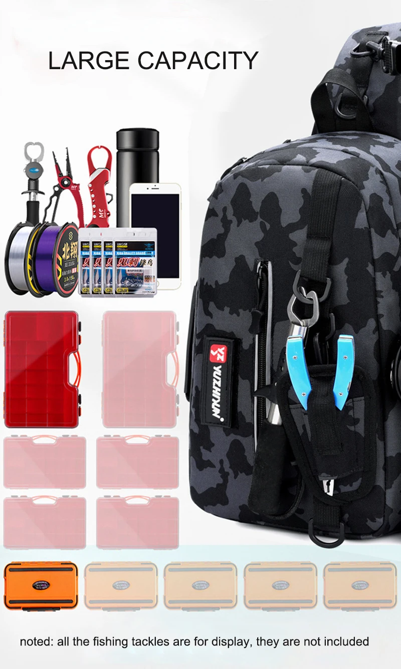 JSFUN-almacenamiento de aparejos de pesca, bolsa resistente a los arañazos de alta capacidad, mochila impermeable, bolsa multifuncional para aparejos de pesca - imagen 5