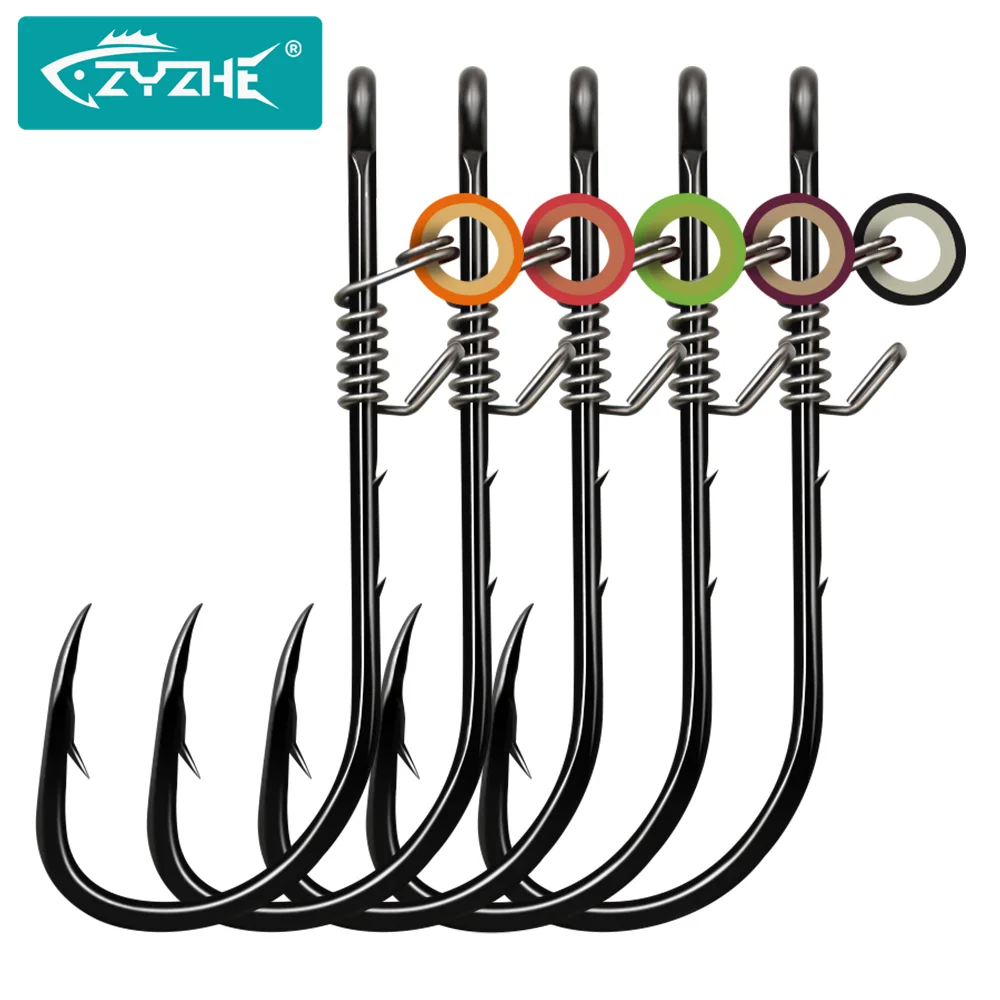 ZYZ 10 unids/caja anzuelo de camarón vivo con respaldo, anzuelo Aberdeen de acero rico en carbono fijado con forma segura, anzuelos de pesca de agua dulce y salada