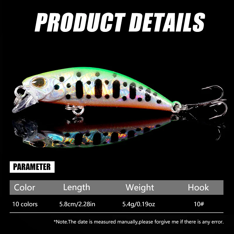 1 Uds 5,8 Cm 5,4g Pesca Jerkbait señuelo hundido Minnow Señuelos de Pesca cebo duro negro Minnow Wobbler aparejos de Pesca - imagen 3