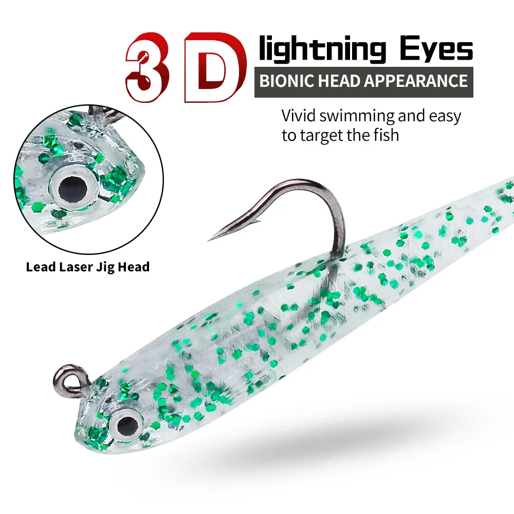 Señuelo de pesca suave con cola de horquilla con gancho, cebo de silicona, Swimbait Streamer, juego de cuchara de Pesca de Mar, 75mm, 9g, Wobbler, Invierno - imagen 5