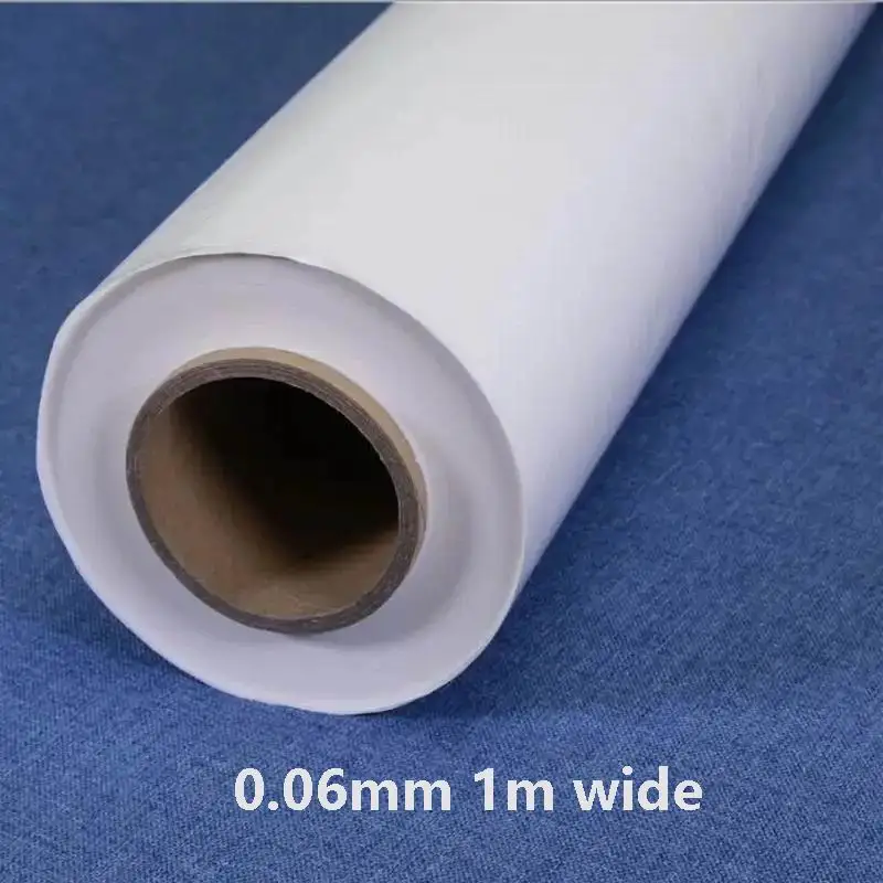 Película adhesiva termofusible con papel de liberación, tela de algodón, parches bordados para prendas, textiles para el hogar, cuero, 1m de ancho, 100m