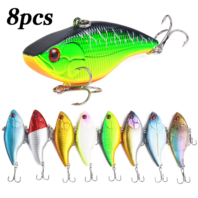 Señuelo VIB duro artificial con anzuelos triples para bass y lucio