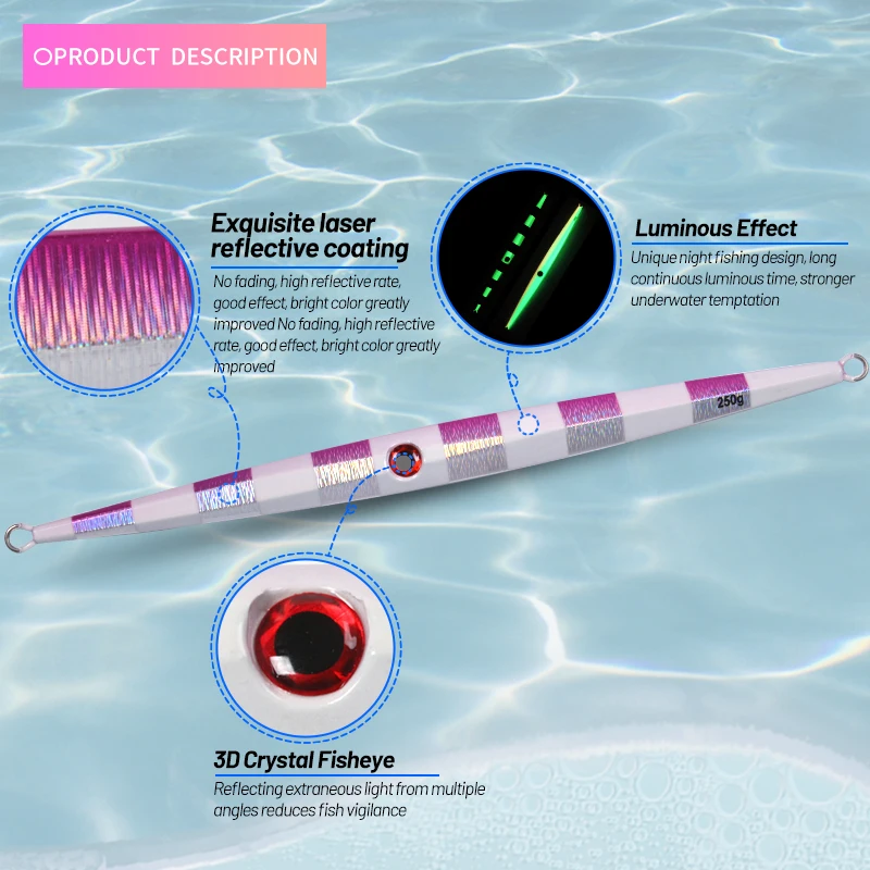 OBSESSION J35 200g 250g 300g pesca en agua salada señuelo de Jigging de Metal recubrimiento láser Jigbait de Metal duro cebos de plantilla luminosos - imagen 3