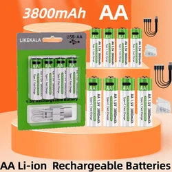 Baterías recargables AA USB de litio con cable y caja