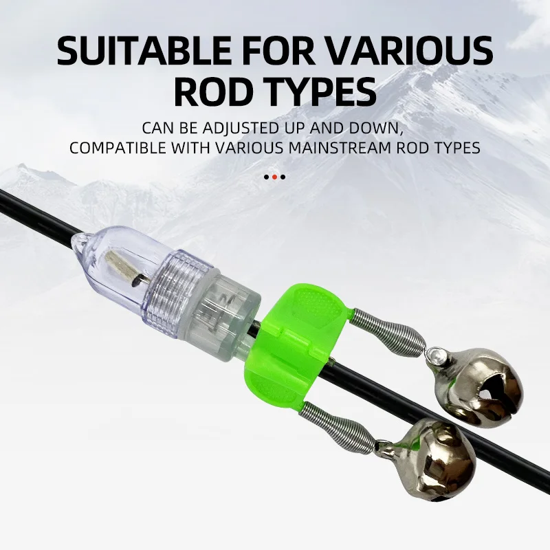 Herramientas de pesca LED, caña de pescar nocturna, cebo para morder, luz de alarma con campanas gemelas, indicador de anillo, alarma de cebo para peces, accesorios de pesca - imagen 2