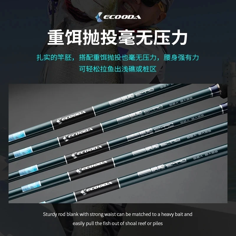 ECOODA-caña de pescar de lubina ECBB, piezas Fuji, giratoria, de fundición, PE1-5 # barco en alta mar, Universal, peso del señuelo 8-40g, 2,1-3,2 M - imagen 4