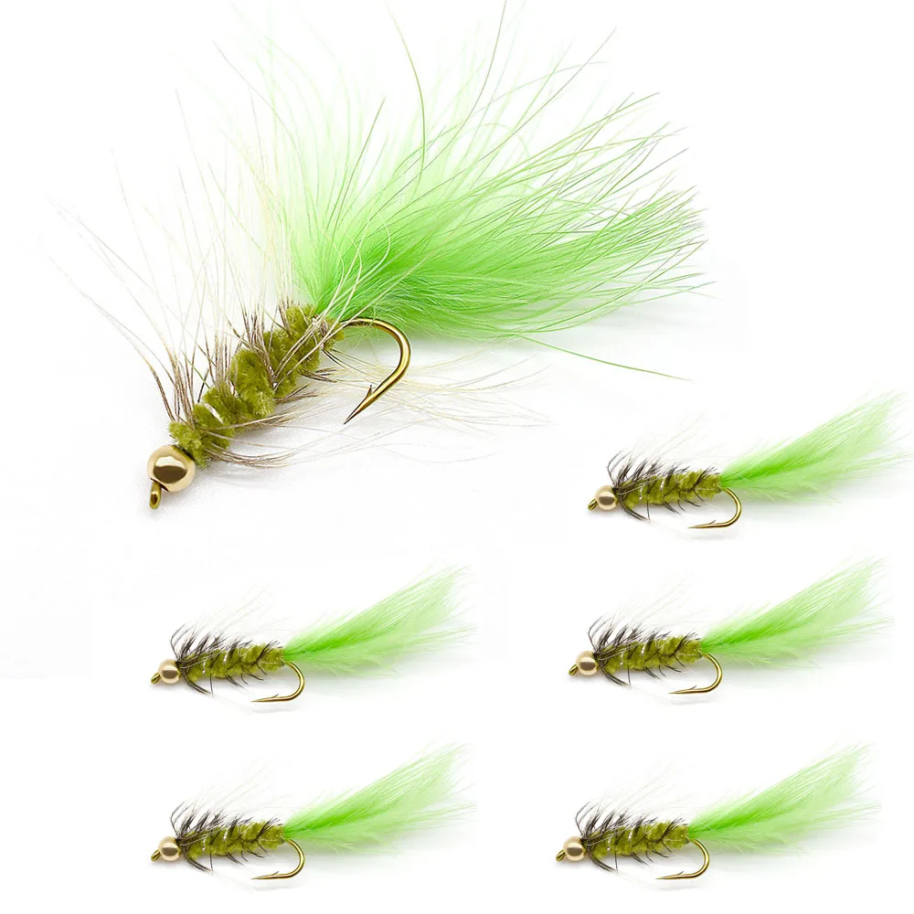 MNFT 10 Uds. Señuelos de pesca de trucha con cabeza dorada 10 #   Anzuelos de púas - Mosca de pesca con cabeza de cuentas - imagen 4