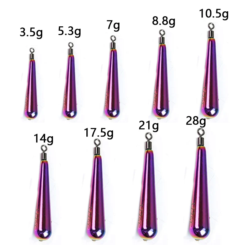 Plomo de pesca de tungsteno Multicolor 3,5g 5,3g 7g 8,8g 10,5g 14g 21g 28g pesas de pesca plomos accesorios de aparejos de pesca - imagen 2