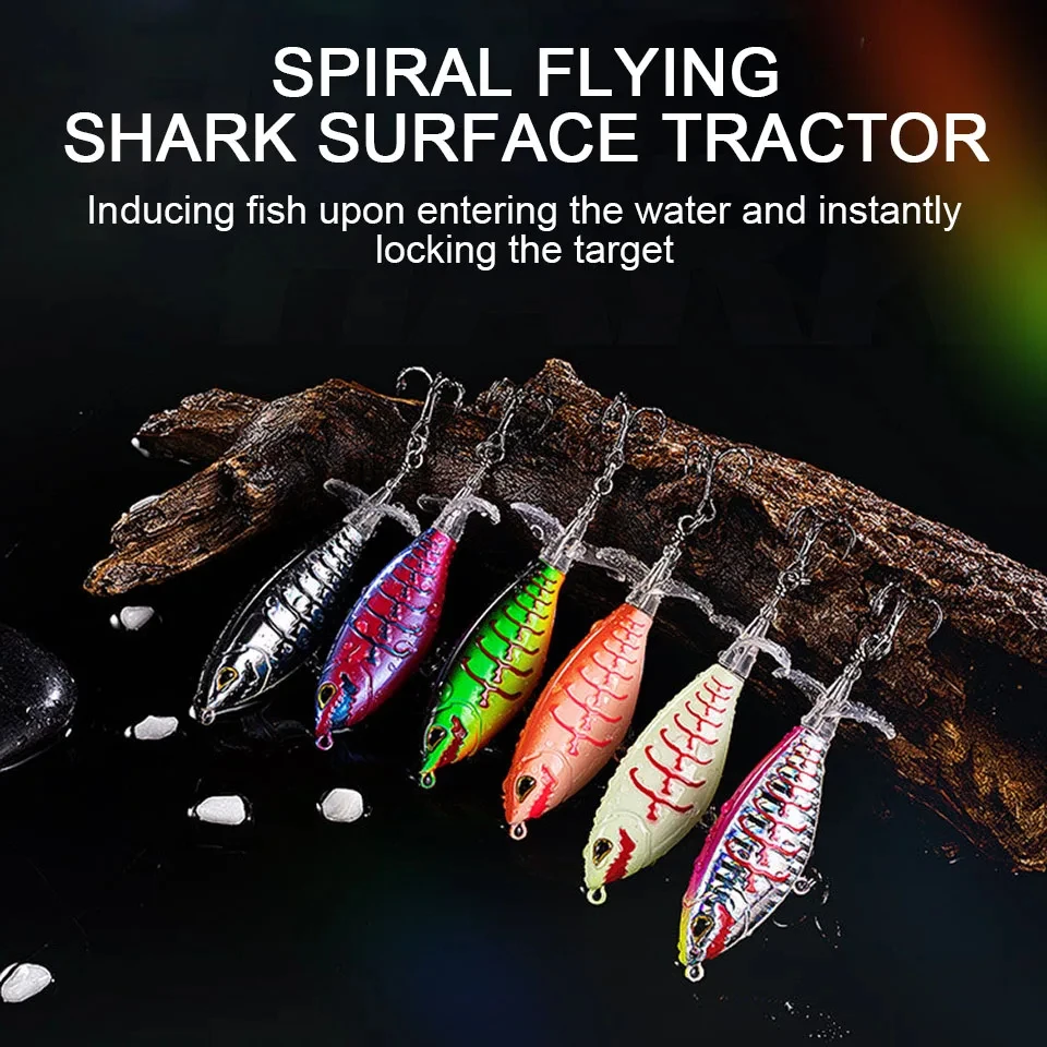 WALK FISH-señuelo de pesca Artificial, 1 piezas, Popper, 6,5g, 12,3g, Topwater, Plopper duro, cola giratoria suave, aparejos - imagen 2