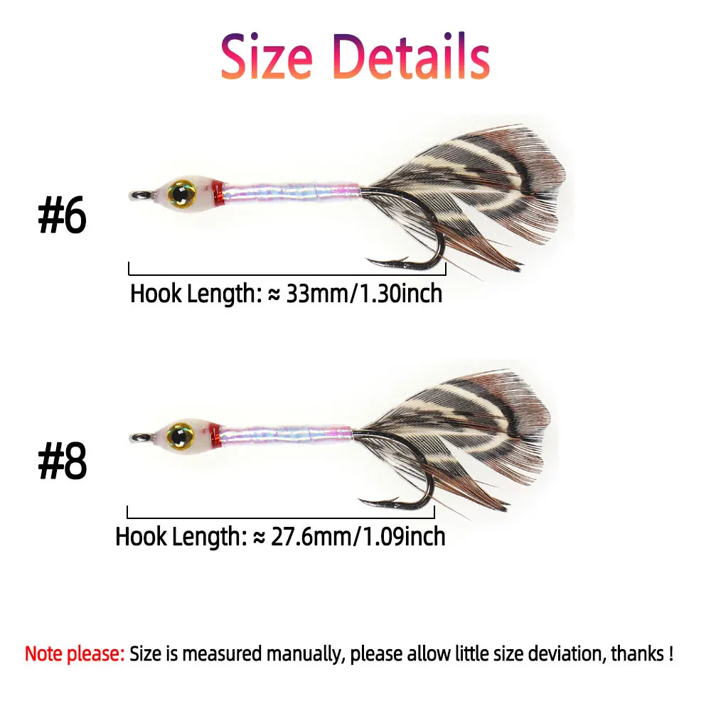 Bimoo 6PCS # 6 # 8 ojos de pez 3D, pececillo pequeño, mosca, lubina, trucha, pesca con mosca, moscas, epoxi Artificial, Flash, cebo corporal Mylar, señuelo falso - imagen 4