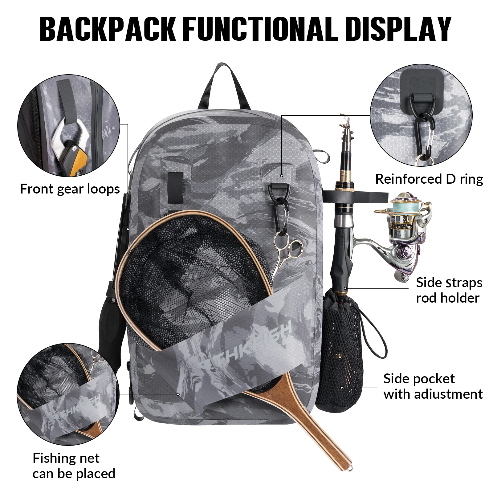 THKFISH Mochila impermeable pesca – Bolso hombro gran capacidad - imagen 5