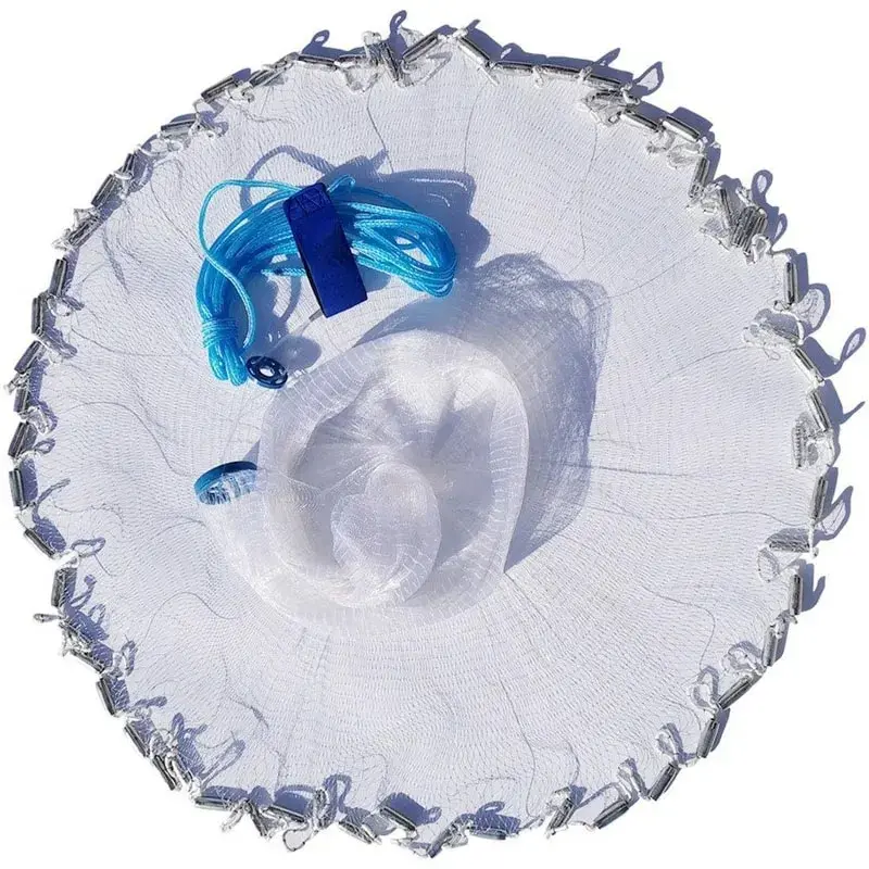 Redes de lanzamiento de pesca con plomo, 2,4 m de radio, trampa de pesca, red pesada de malla pequeña americana con olla de camarón - imagen 3