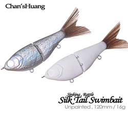 Chan'sHuang-Señuelos de Pesca en blanco sin pintar, 3 uds., 12cm, 16g, cola de seda, cebo deslizante, cebo de pesca Artificial hecho a mano