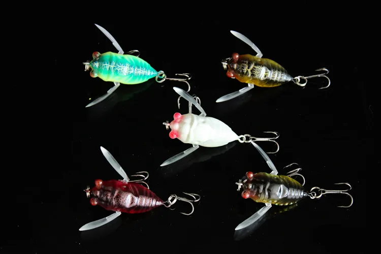 Señuelo de pesca de 5cm y 6,5g, cebo Artificial de simulación de Cicada, cebos duros de superficie Popper, 5 piezas - imagen 5