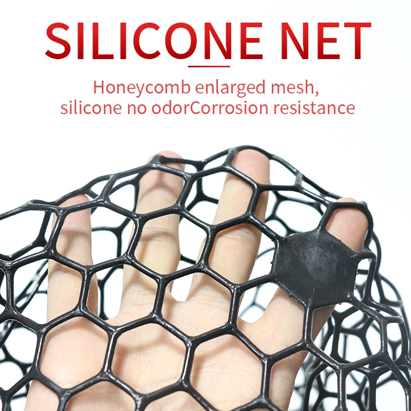 ZYZ Red de mano de pesca plegable, marco de malla de aleación de aluminio, malla de silicona, bolsillo, aparejos de red de inmersión manual para pesca de mar o agua dulce - imagen 5