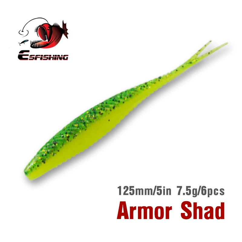 ESFISHING-cebo de silicona suave, armadura de sábalo, cola de horquilla de 125mm, olor a pez, pececillo, Isca, Señuelos de Pesca artificiales de mar