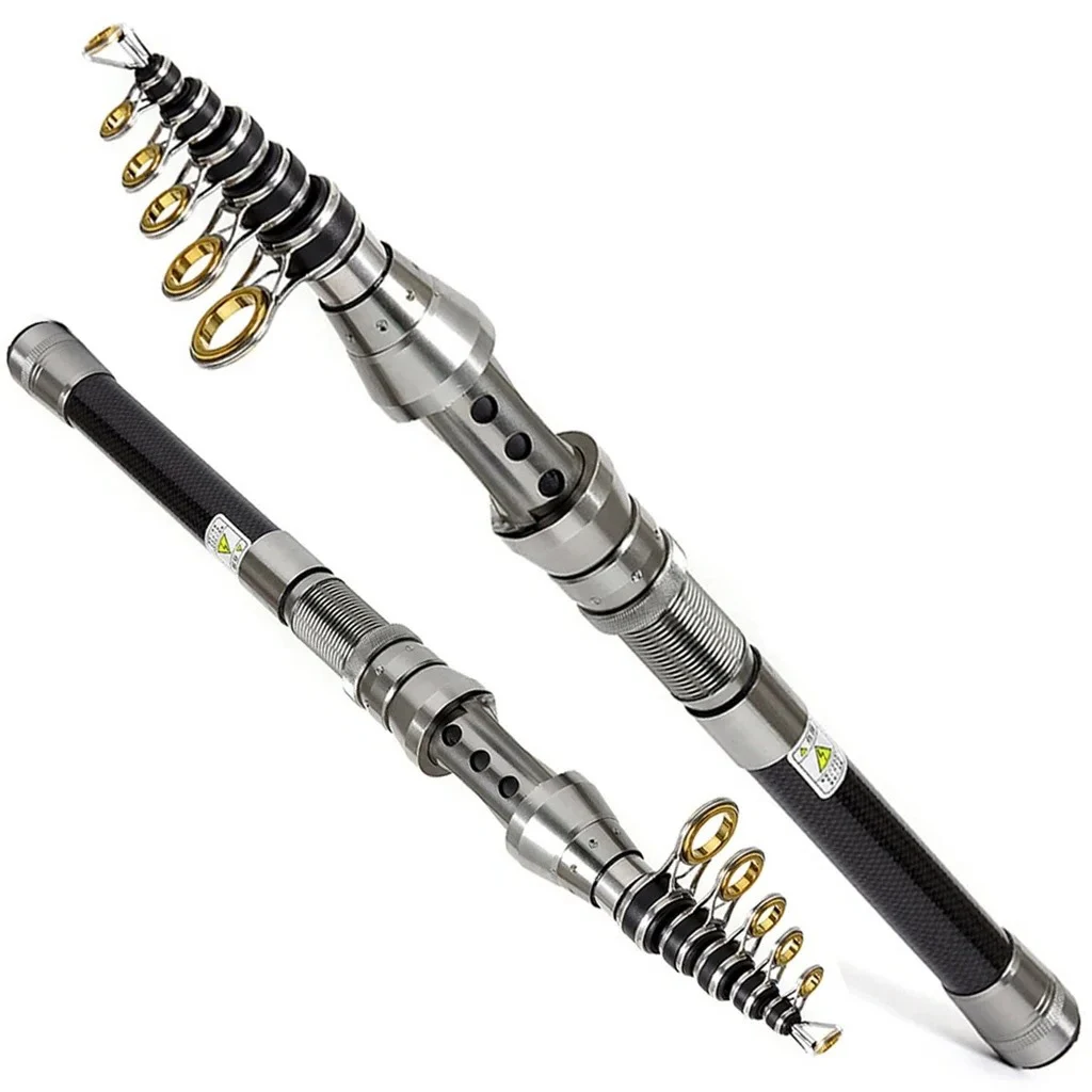 Caña telescópica de carbono 1,5 m 1,8 m 2,1 m 2,4 m caña de pescar multifunción cañas de pescar giratorias de viaje portátiles para aparejos de Pesca - imagen 4
