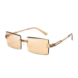 Gafas de sol rectangulares sin montura con protección UV a la moda, gafas con sombras degradadas de plástico para mujeres y hombres