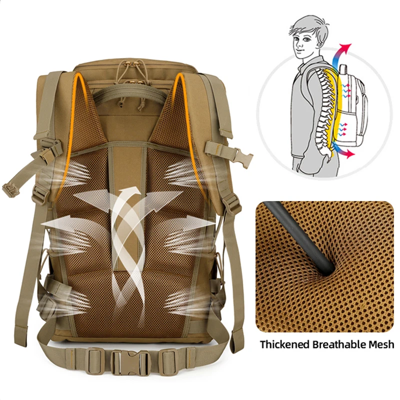 Mochila táctica de pesca gran capacidad sistema Molle y compartimentos - imagen 5