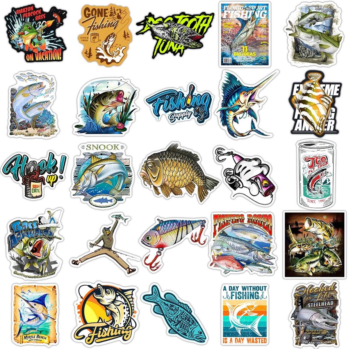 Pegatinas de pesca NUNATAK 50P/1 bolsa, caja de pesca, pegatina de caja de señuelos, pegatina impermeable, pegatina de pesca de mar, pegatinas de peces lubina - imagen 3