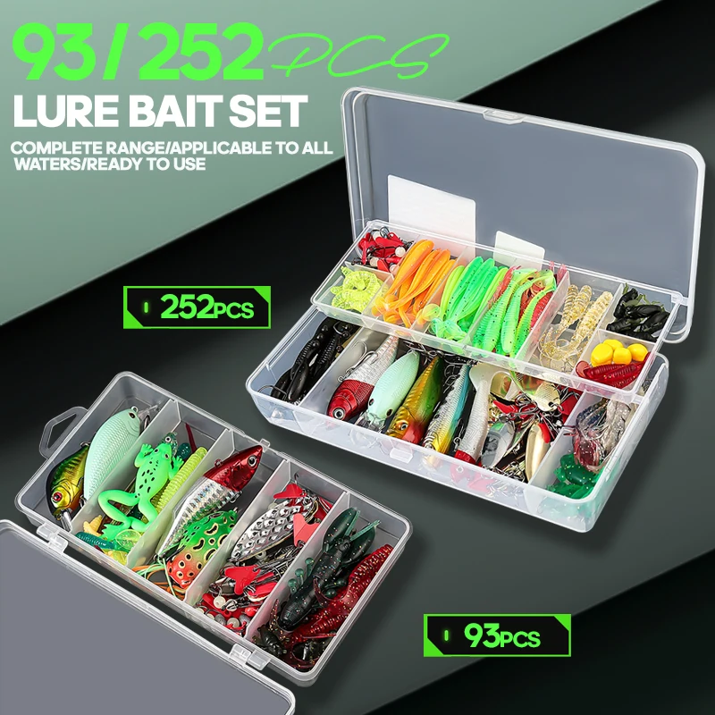 TAIYU-Kit de Señuelos de Pesca para trucha, Lucio, lubina, juego de pesca multiseñuelo, cebos blandos/duro y accesorios con aparejos en capas, 93/252 Uds. - imagen 2