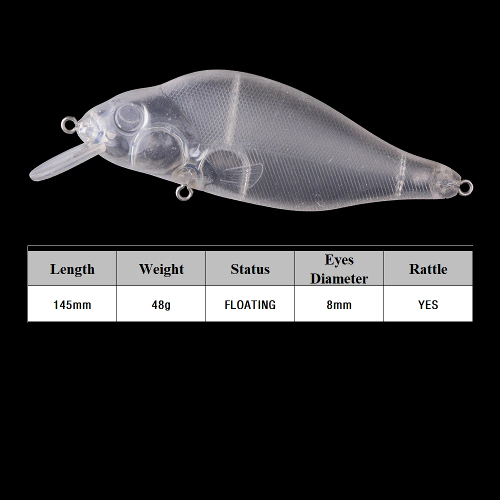 Crankbait gigante sin pintar Chan'sHuang – Señuelo de pesca artesanal - imagen 5