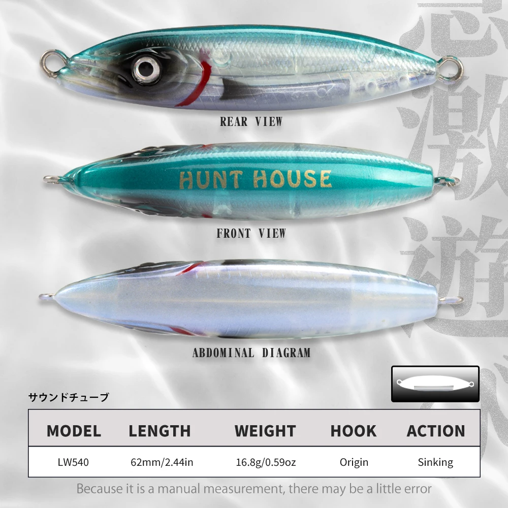 Hunthouse-señuelo de pesca de lápiz Wobly, cebo duro de hundimiento lento, arrastre de 62mm, 16,8g, para trucha, aparejos de lubina y agua salada - imagen 2