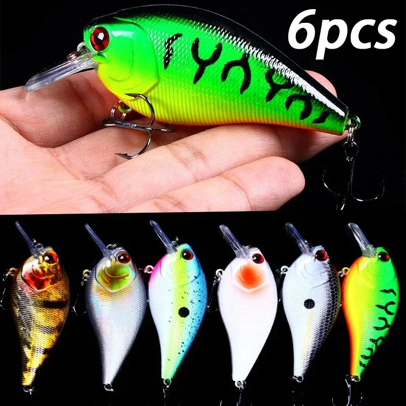 6 uds crankbaits señuelo de Pesca Wobbler Minnow cebo de plástico Artificial duro lubina Pesca Swimbait aparejos de Pesca de carpa