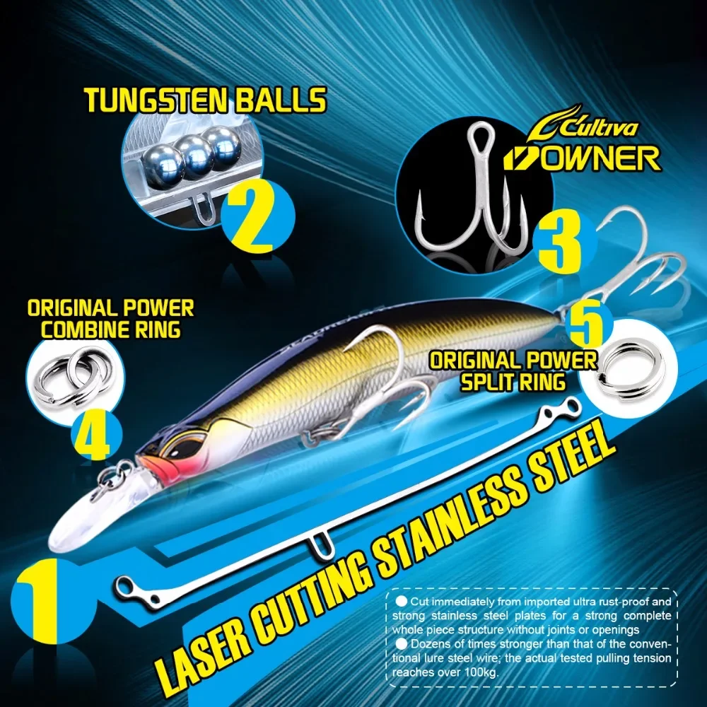 Señuelo de pesca de pececillos hundidos, cebo duro de 115MM y 27G, Wobble MINNOW Crankbait de Japón - imagen 2