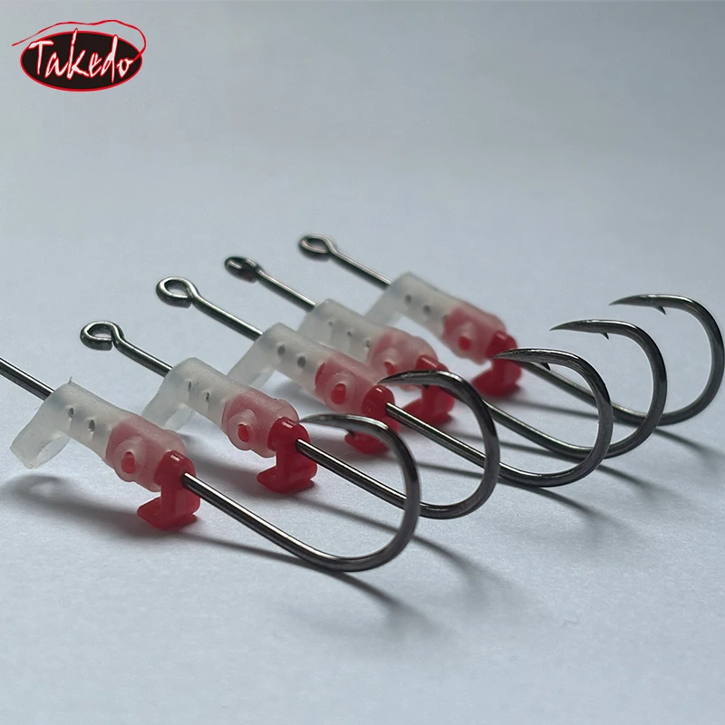 TAKEDO S #   M #   L L #   Gancho luminoso para soporte de camarones vivos, anzuelo de pesca de boca torcida de acero rico en carbono, pesca en el mar, lubina, atún, trucha - imagen 5