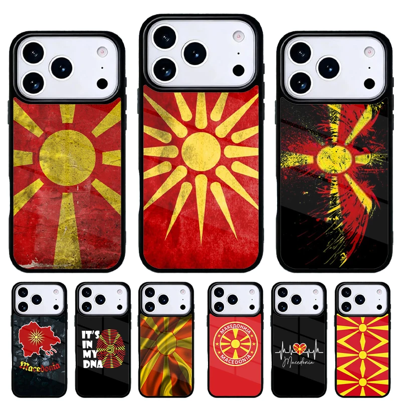Funda iPhone Bandera Macedonia – Carcasa 11 12 13 14 15 16 17 Pro Max
