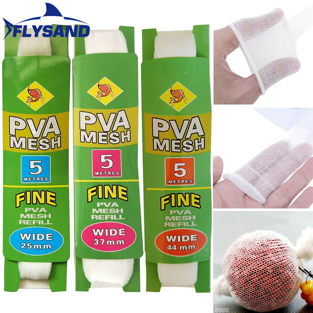 FLYSAND 5m PVA malla de pesca bolsa Soluble en agua carpa alimentador trampa cebo redes herramientas 25/37/44mm - imagen 3