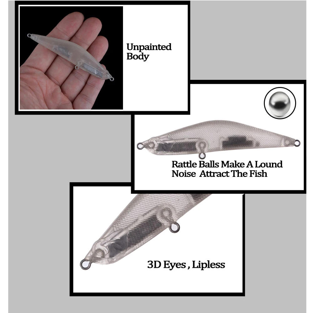 Chan'sHuang 20 piezas cebo en blanco sin pintar 85mm/15,5g sonajero hundido lápiz jorobado DIY Señuelos de pesca artificiales - imagen 4