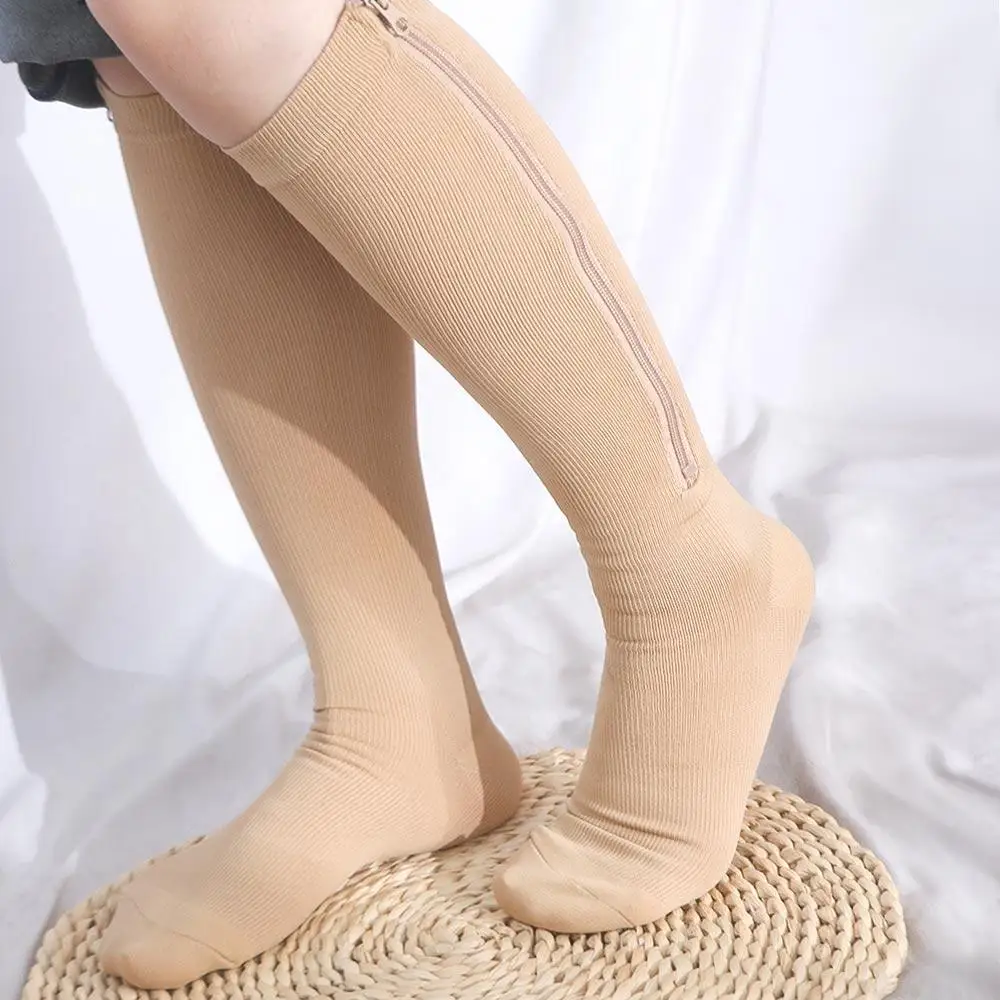 Calcetines de compresión con cremallera para hombre y mujer, medias de nailon de alta elasticidad con punta cerrada, para Edema, venas varicosas, 1 par - imagen 2