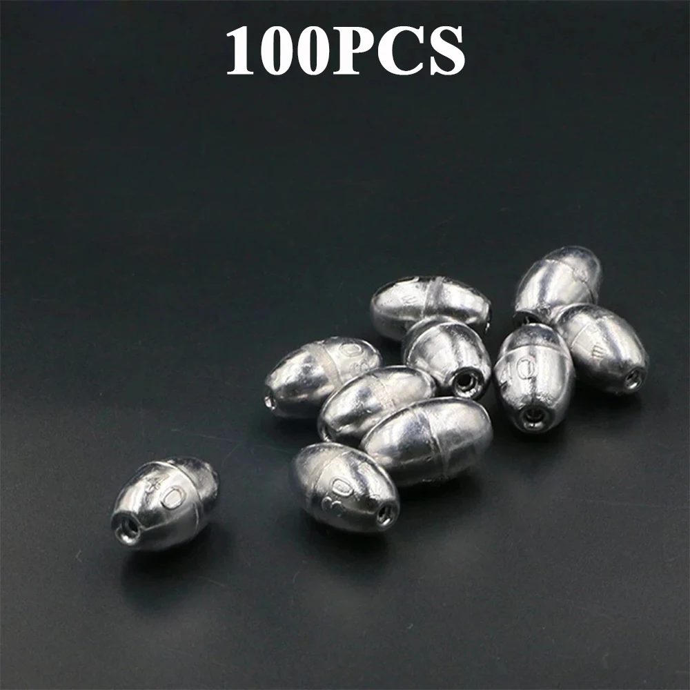 Pesas de pesca con forma de olivo, plomos de aparejo, fregadero de tiro dividido, accesorios de herramientas de aparejos de pesca, 50/100 Uds. - imagen 5