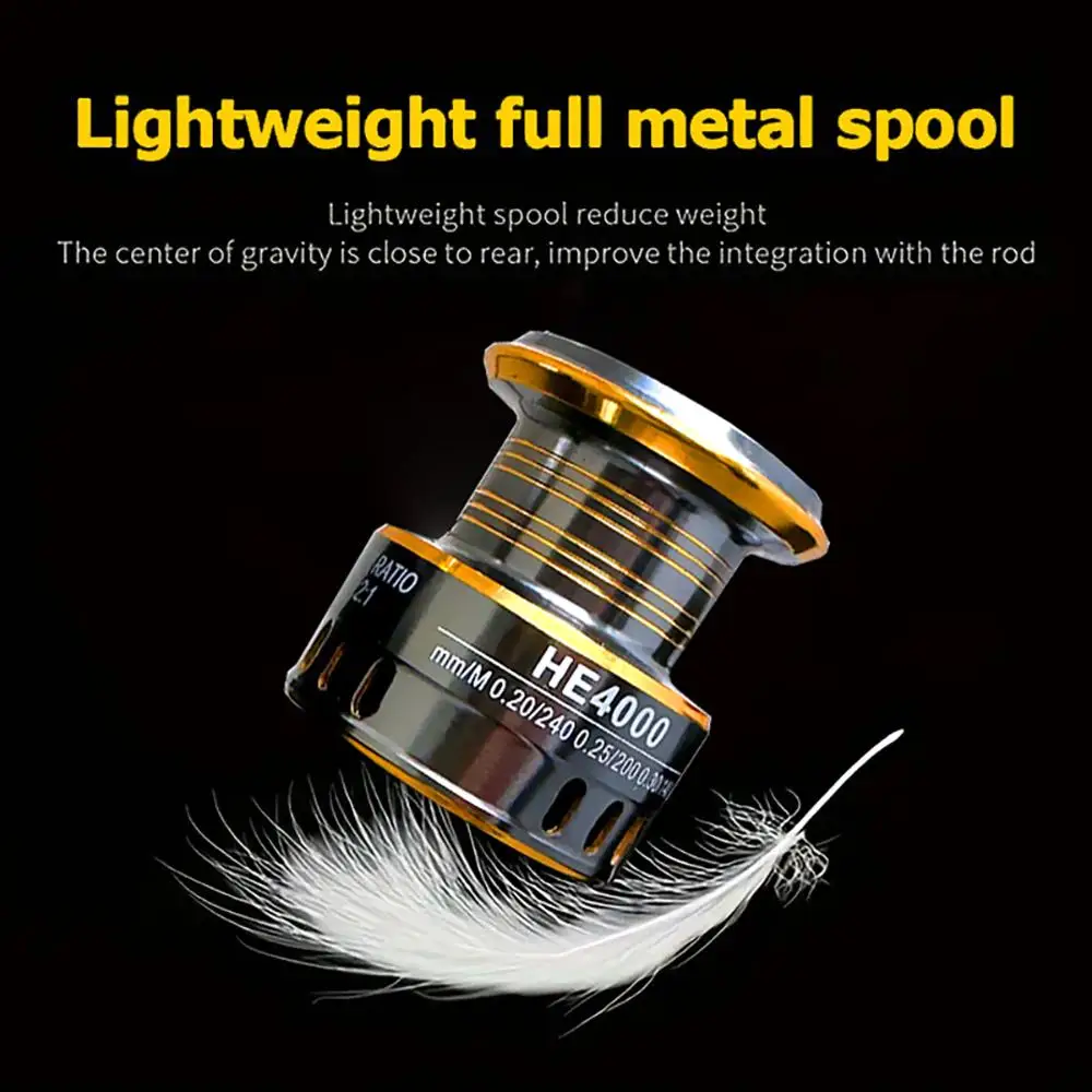 Carrete de Pesca giratorio de alto rendimiento serie 2000-5000, carrete de Metal con sistema de arrastre suave, relación de engranaje 5,2: 1, arrastre máximo de 8KG - imagen 4