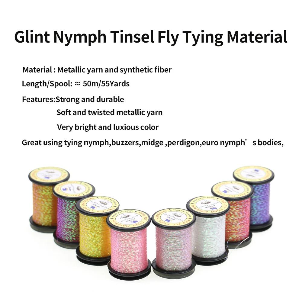 ICERIO Glint Mylar Flash oropel Material de atado de moscas oropel Flashabou para Ninpph cuerpo de Midge Buzzers trucha gritando moscas de pesca - imagen 3