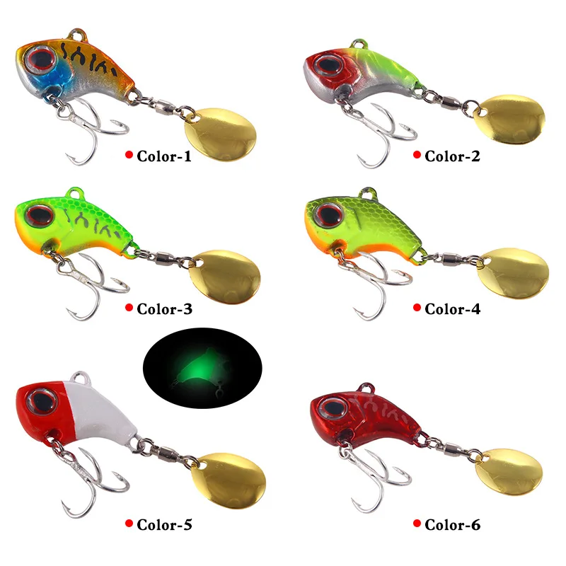 Kit de Señuelos de pesca de 6 piezas, 6 colores, 9g/2,5 cm, cebo Artificial VIB de Metal, cuchara giratoria que se hunde, Señuelos de Pesca, plantillas, aparejos de pesca - imagen 4