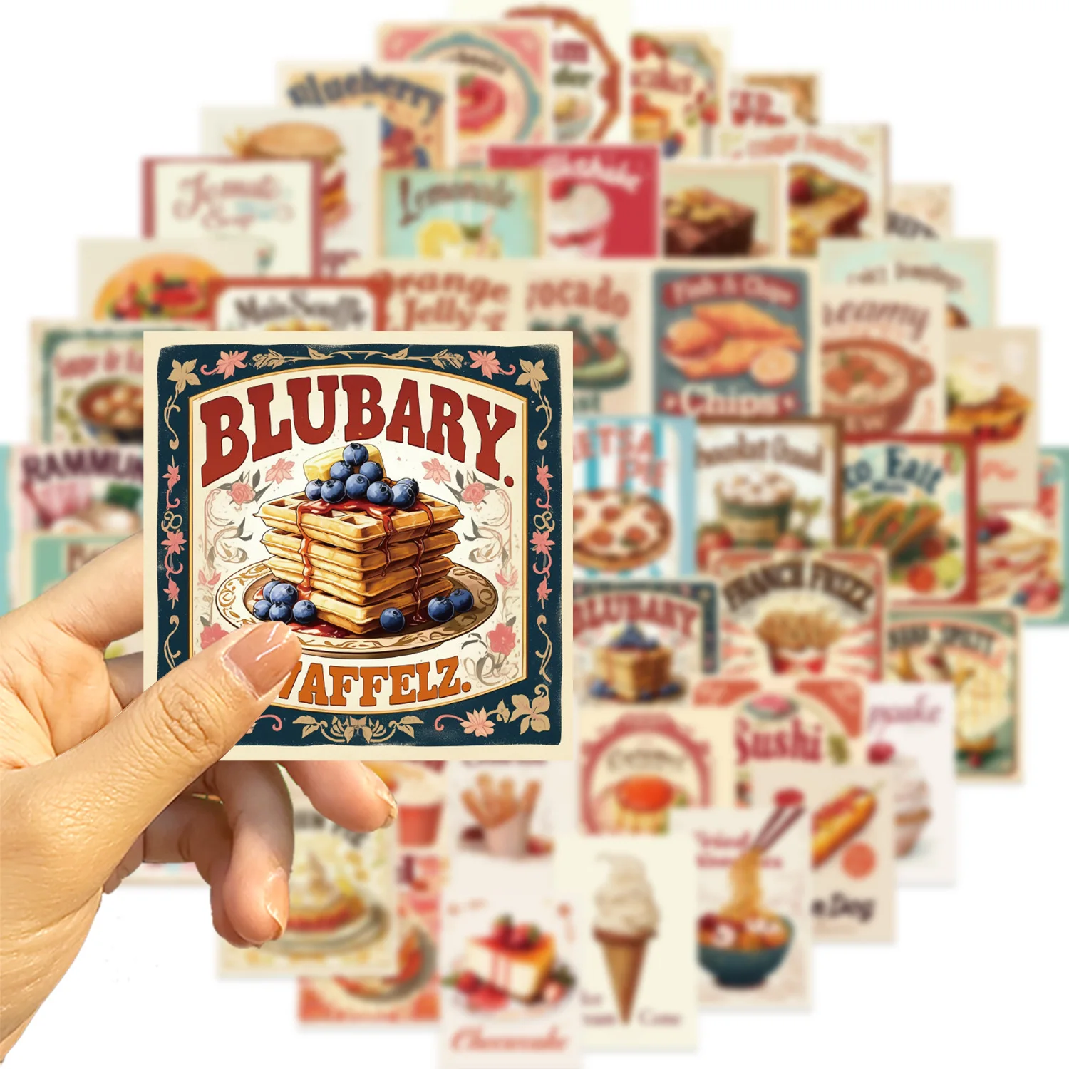 50 Uds. De pegatinas de grafiti Retro de comida deliciosa para postre, teléfono, guitarra, portátil, maleta, taza, pegatinas impermeables - imagen 5