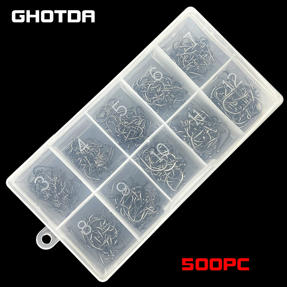 Anzuelos de pesca con mosca, accesorios de pesca de mar, de acero al carbono, círculo único, 500 piezas - imagen 2