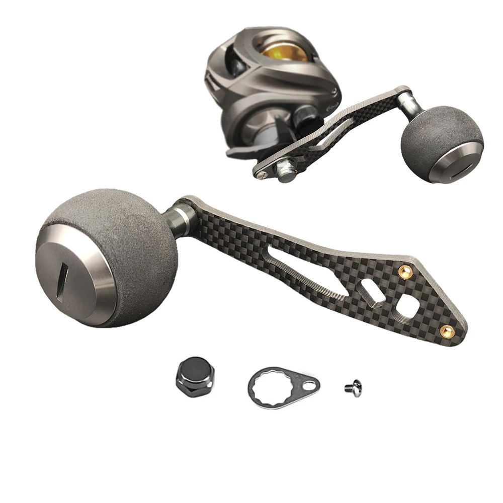 Mango de carrete de pesca de fibra de carbono con perilla EVA para carrete de Baitcasting, accesorios de pesca, mango de carrete ligero para pesca en el mar - imagen 2