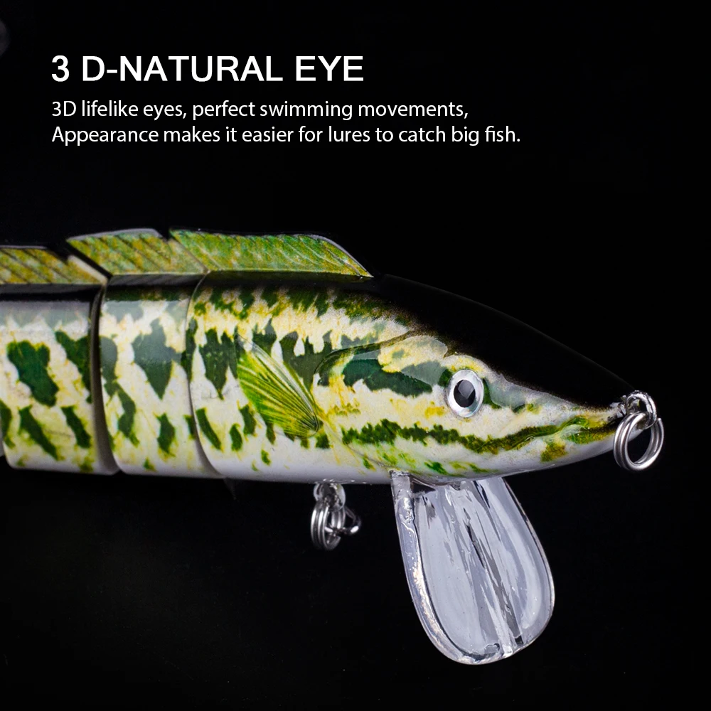 Hanlin-SEÑUELOS DE pesca de anguila a gran escala, cebos artificiales de cola de pelo, 230mm, 42g, duro, multiarticulado, Swimbait, Lucio, aparejos de lubina - imagen 4