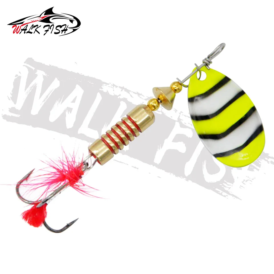 WALK FISH-señuelo giratorio de 6g, cebo duro, cuchara, pluma, anzuelo triple, Crankbait, lubina, Wobblers, 1 unidad - imagen 2